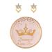 Disney Jewelry | Disney Princess Tiara Heart Earring Sterling Silver 18k Gold Plated Trinket Set | Color: Gold/Pink | Size: Os