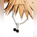 Free People Jewelry | Black Cherry Necklace S383 | Color: Black/Silver | Size: Os