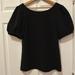Anthropologie Tops | Anthropologie Puff Sleeve Short Sleeve, Textured Top With Back Scoop Neck. | Color: Black | Size: M