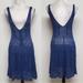 Free People Dresses | 90s Vintage Free People Cornflower Blue Floral Eyelet Plunging Neckline Dress M | Color: Blue | Size: M