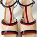 Gucci Shoes | Gucci Patent Nude Blue And Red Platform Heels Priced To Sell. | Color: Cream/Red | Size: 9