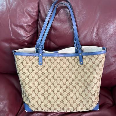 Gucci Bags | Gucci Tote Handbag “Gucci Craft” Medium Tote With Detachable Pocket | Color: Blue | Size: Os