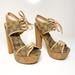 Gucci Shoes | Gucci Gg Canvas Platform Sandals Eu 36.5 Us 6.5 Tan/Brown Slingback High Heel | Color: Brown/Tan | Size: 36.5eu