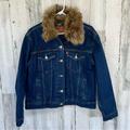 Levi's Jackets & Coats | Levi’s Women’s Ex Boyfriend Faux Fur Blue Denim Trucker Jacket Size Large | Color: Blue | Size: L