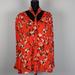 Jessica Simpson Tops | Jessica Simpson 2x Career Floral Print Blouse Long Sleeve With Detachable Scarf | Color: Black/Red | Size: 2x