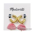 Madewell Jewelry | Madewell Red White Stone Shell Charm Mini Gold Hoop Earrings | Color: Gold/Red | Size: Os