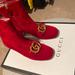 Gucci Shoes | Never Worn. Nib. Gucci Velvet/Malaga Kid Bootie Size 37. | Color: Red | Size: 37