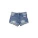 Denim Shorts: Blue Solid Bottoms - Women's Size X-Large - Sandwash