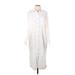 Universal Thread Casual Dress - Midi High Neck Long sleeves: White Solid Dresses - Women's Size X-Small