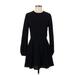 Zara Casual Dress - Mini Crew Neck Long sleeves: Black Solid Dresses - Women's Size Small