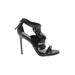 L.A.M.B. Heels: Slip-on Stilleto Cocktail Black Print Shoes - Women's Size 6 1/2 - Open Toe