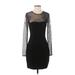 Ali Ro Cocktail Dress - Mini Crew Neck Long sleeves: Black Print Dresses - Women's Size 4