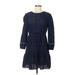 J.Crew Casual Dress - Mini Crew Neck 3/4 sleeves: Blue Solid Dresses - Women's Size Medium