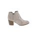 Indigo Rd. Ankle Boots: Slip On Stacked Heel Casual Gray Print Shoes - Women's Size 7 - Round Toe