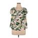 LC Lauren Conrad Short Sleeve Blouse: Green Tropical Tops - Women's Size X-Large