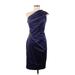 Eliza J Cocktail Dress - Party Open Neckline Sleeveless: Purple Print Dresses - Women's Size 6