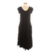 Toad & Co Casual Dress - Midi V Neck Short sleeves: Black Print Dresses - Women's Size Large