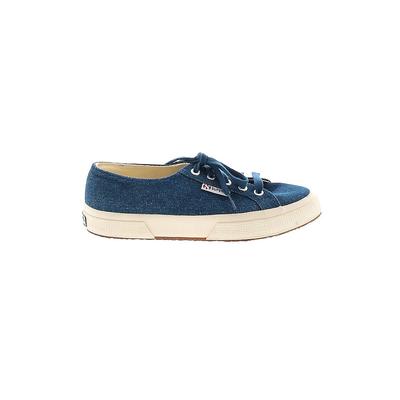 Superga Sneakers: Blue Solid Shoes - Women's Size 5 - Almond Toe