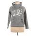 Nike Pullover Hoodie: Gray Graphic Tops - Women's Size X-Large