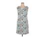 Talbots Outlet Casual Dress - Sheath Scoop Neck Sleeveless: Teal Floral Dresses - Women's Size 14