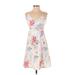 Mudd Casual Dress - Mini V-Neck Sleeveless: White Floral Dresses - Women's Size Small