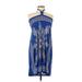 Just Love Casual Dress - Mini High Neck Sleeveless: Blue Dresses - Women's Size Large