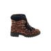 Pop Ankle Boots: Winter Boots Chunky Heel Boho Chic Brown Leopard Print Shoes - Women's Size 6 - Round Toe