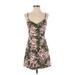 French Connection Casual Dress - Mini: Green Floral Dresses - Women's Size 4