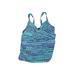 Lands' End Swimsuit Top Blue V-Neck Swimwear - Women's Size 16