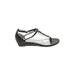 Adrienne Vittadini Sandals: Slip-on Wedge Casual Black Solid Shoes - Women's Size 8 - Open Toe