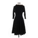 Torrid Casual Dress - A-Line High Neck 3/4 sleeves: Black Solid Dresses - Women's Size Large Plus