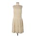 Lauren by Ralph Lauren Casual Dress - A-Line Scoop Neck Sleeveless: Tan Print Dresses - Women's Size Large