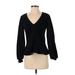 Maeve by Anthropologie Sweatshirt: Black Solid Tops - Women's Size Small