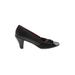 Gentle Souls by Kenneth Cole Heels: Slip On Chunky Heel Classic Black Print Shoes - Women's Size 9 - Peep Toe