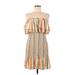 Anthropologie Casual Dress - Sheath Open Neckline Sleeveless: Orange Stripes Dresses - Women's Size Medium
