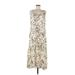 C. Wonder Casual Dress - Midi Scoop Neck Sleeveless: Ivory Print Dresses - Women's Size 8 Petite