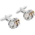 Men'S French Cufflink Watch Movement Cufflinks For Immovable Stainless Steel Steampunk Gear Watch Mechanism Cuff Links For Mens Cufflinks