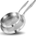 Inqibee 8-10 Inch Tri-Ply Stainless Steel Sauté Pan Set,Stri-Frying Pans,Skillets,Induction Chef's Pans,Heavy Duty Dishwasher and Oven Safe.