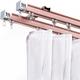 Curtain Track, Ceiling Curtain Track, Double Shower Curtain Track With Pulley And Fittings For Living Room Bed Room Closet Sliding Door Curtain Rod (Color : Pink, Size : 7.5ft)