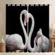 Flamingo Blackout Curtains for Bedroom Thermal Curtains Super Soft Long Curtains Black Birds Window Curtain for Living Room Teenager Bedroom 66"x90"(W x L) 2 Panels