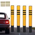 ROLTIN 4 x Parking Posts for Driveways Removable Metal Security Post Bollard Parking Barriers with Padlock Reflective Traffic Cones,76×500mm ()