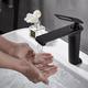 LiuGUyA Black Basin Faucet Bathroom Faucet Mixer Tap Wash Basin Faucet Lavotory Faucet Hot and Cold Waterfall Faucet