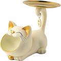 Entryway key holder tray,Decorative home accessories,Lucky Cat Statue Figurine Key Bowl For Entryway Table, Storage Tray Statue, Home Decor Gift, Candy Bowl For Office-lucky cat-White ( Color : Lucky