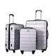 NESPIQ Business Travel Luggage 3-Piece ABS Luggage Set with TSA Locks, Includes 20", 24", 28" Spinner Suitcases Light Suitcase (Color : Silver, Size : 20+24+28in)