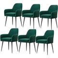 YAXANSIH Velvet Seat Dining Chairs Set of 6,for Restaurant Meeting Room Chairs with Backrest and Padded Seat Kitchen Chairs Metal Legs Armchair Kitchen Chair (Color : Green, Size : Black Legs)