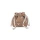 HJGTTTBN Shoulder bags women Straw Woven Drawstring Bucket Bag Shoulder Handbags Lady Lace Decor Bucket Tote Shoulder Crossbody Messenger Bag (Color : Brown)