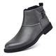 DMGYCK Men's Leather Dress Chelsea Boots Pointed Toe Inner Zipper Adjustable Business Formal Chukka Boots Non-Slip Casual Booties (Color : Grey, Size : 6.5 UK)