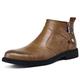 crazynekos Men's Genuine Leather Chelsea Ankle Boots Men's Dress Shoes (Brown,6)