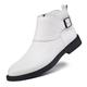 DMGYCK Men's Leather Dress Chelsea Boots Pointed Toe Inner Zipper Adjustable Business Formal Chukka Boots Non-Slip Casual Booties (Color : White, Size : 8 UK)