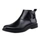 DMGYCK Men's Leather Dress Chelsea Boots Pointed Toe Inner Zipper Adjustable Business Formal Chukka Boots Non-Slip Casual Booties (Color : Black+white Fur, Size : 8 UK)